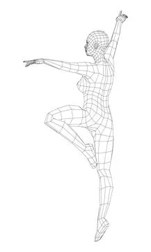 Wireframe ballerina in dance pose. Vector 库存插图
