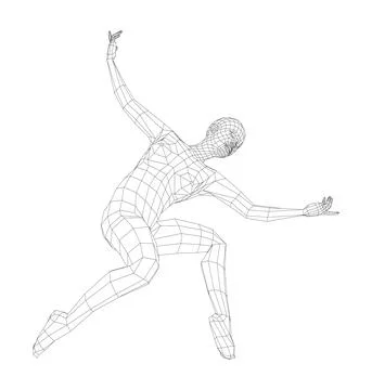 Wireframe ballerina in dance pose. Vector Stock Illustration