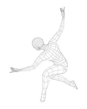 Wireframe ballerina in dance pose. Vector Stock Illustration