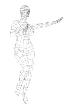 Wireframe ballerina in dance pose. Vector Stock Illustration