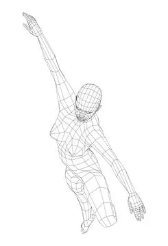 Wireframe ballerina in dance pose. Vector Stock Illustration
