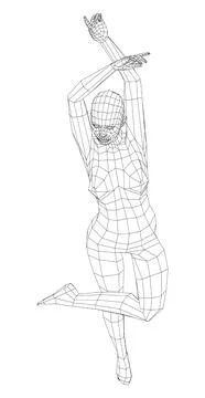 Wireframe ballerina in dance pose. Vector Illustrazione stock