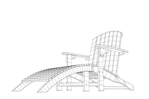 Wireframe of beach chair isolated on white background. Contour wood Sun lou.. Stock Illustration