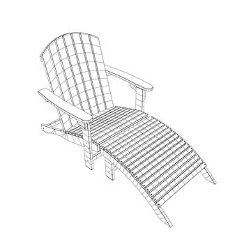 Wireframe of beach chair isolated on white background. Contour wood Sun lou.. Stock Illustration