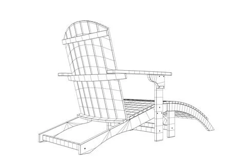 Wireframe of beach chair isolated on white background. Contour wood Sun lou.. Stock Illustration