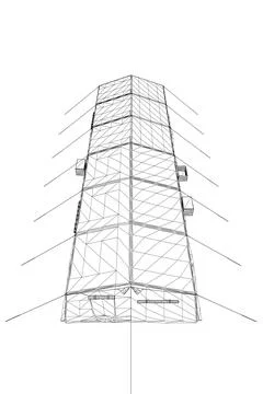 Wireframe black white tent. Vector illustration isolated on white background. Stock Illustration