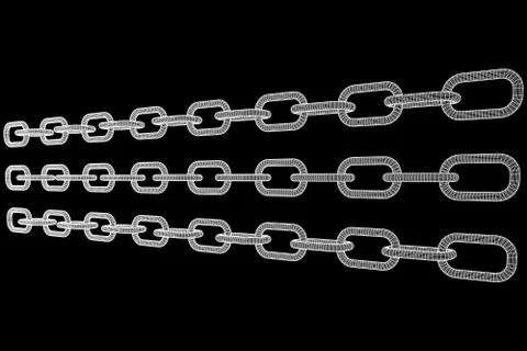Wireframe BlockChain links Illustrazione stock