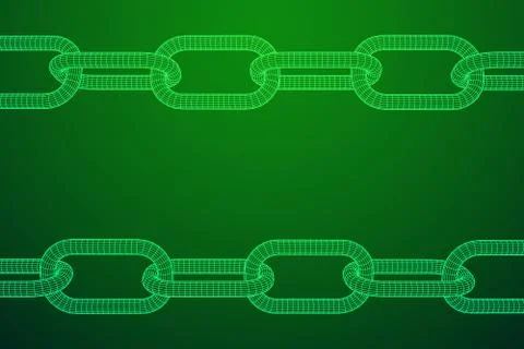 Wireframe BlockChain links Stock Illustration