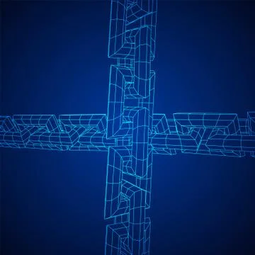 Wireframe BlockChain links. Stock Illustration