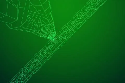 Wireframe BlockChain links. Stock Illustration