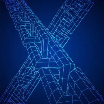 Wireframe BlockChain links. 库存插图