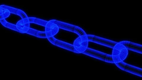 Wireframe BlockChain links moving Stock Footage 80361645