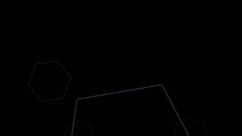 Wireframe blue outline shapes floating upward seamless loop animation Stock Footage 347088346