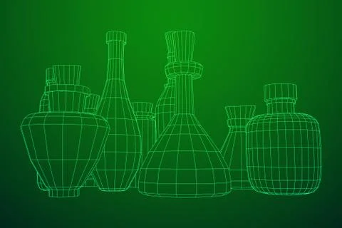 Wireframe bottles vector Ilustración de archivo
