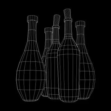 Wireframe bottles vector Illustrazione stock