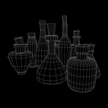 Wireframe bottles vector Stock Illustration