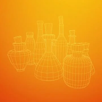 Wireframe bottles vector Stock Illustration