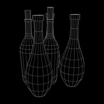 Wireframe bottles vector Illustrazione stock