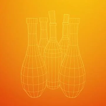 Wireframe bottles vector Stock Illustration