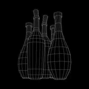 Wireframe bottles vector Stock Illustration
