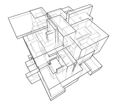 Wireframe Boxes. Sketch style Stock Illustration