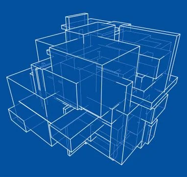 Wireframe Boxes. Sketch style 스톡 일러스트