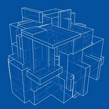 Wireframe Boxes. Sketch style Stock-Illustration