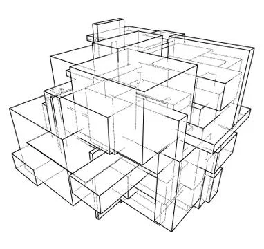 Wireframe Boxes. Sketch style Stock Illustration