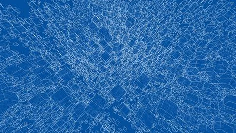 Wireframe Boxes. Sketch style Stock Illustration