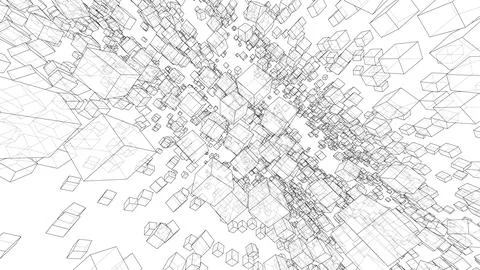 Wireframe Boxes. Sketch style Stock Illustration