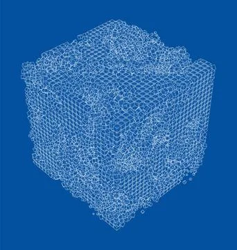 Wireframe Boxes. Sketch style Stock Illustration