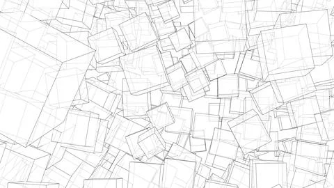 Wireframe Boxes. Sketch style Stock Illustration