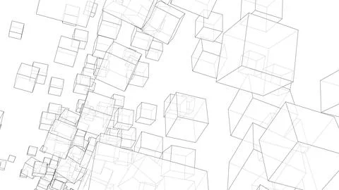 Wireframe Boxes. Sketch style Stock Illustration