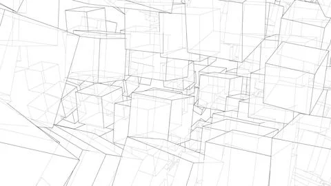 Wireframe Boxes. Sketch style Ilustração Stock