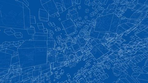 Wireframe Boxes. Sketch style Stock Illustration