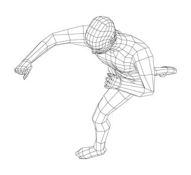 Wireframe boxing man. 3d illustration Stock-Illustration