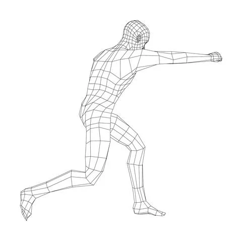 Wireframe boxing man. Vector 스톡 일러스트