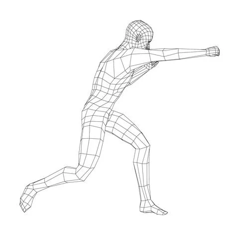Wireframe boxing man. Vector Stock Illustration