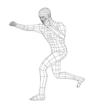 Wireframe boxing man. Vector Stock Illustration