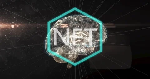 Wireframe brain turning, teal hex drawing, pulsing, causing letters morphing Stock Footage 329700576