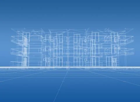 Wireframe of building Ilustración de archivo