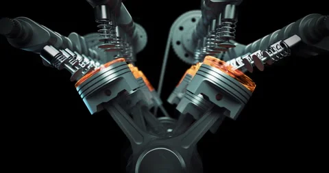 Wireframe Car Animation Exposing the Motion of a V8 Engine With Moving Pistons. Stock Footage 299701435