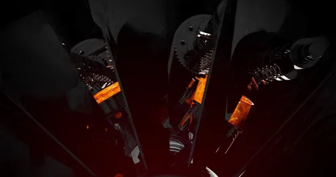 Wireframe Car Animation Highlighting Spark Plug and Piston Action in V8 Engine. Stock Footage 299718970