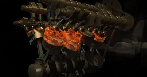 Wireframe Car Animation with Realistic Working V8 Engine Motion. Stock Footage 299690580