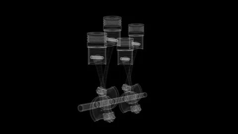 Wireframe Car Engine with Four Cylinders 库存影片 332912040