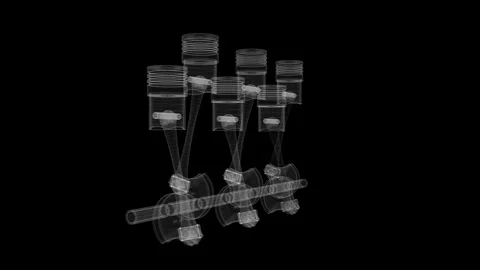 Wireframe Car Engine with Six Cylinders 库存影片 332912069