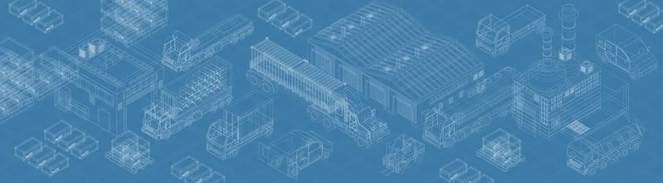 Wireframe of cargo delivery Stock Illustration
