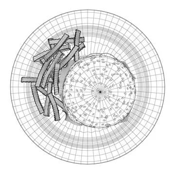 Wireframe cheeseburger on plate. Wireframe Big humburger with cutlets, cheese, Stock Illustration