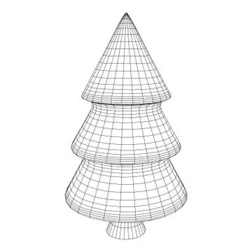 Wireframe A Christmas tree sign mesh Stock Illustration