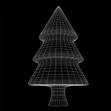 Wireframe A Christmas tree sign mesh Stock Illustration